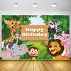 Banner Decorazione Sfondo Festa 1° Compleanno Bambino Bambina Baby Shower Festa Safari Animali della Giungla Vinile Sfondo Fotografico Oggetti di Scena per Fotografia
