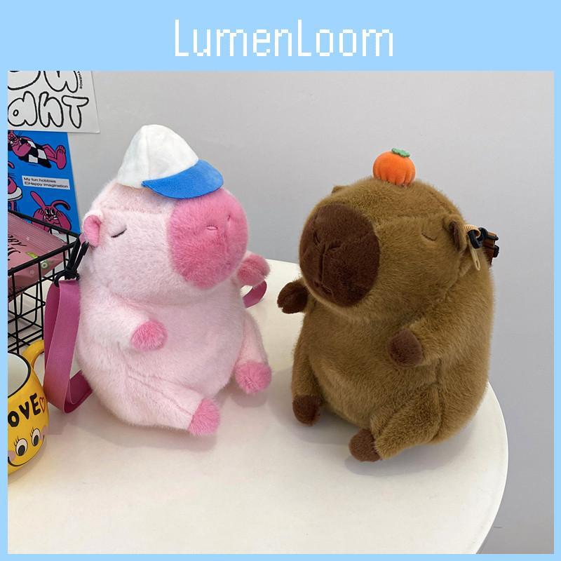 Capybara Baseball Backpack Cute Cartoon Stuffed Doll Backpack Soft Pig Guinea