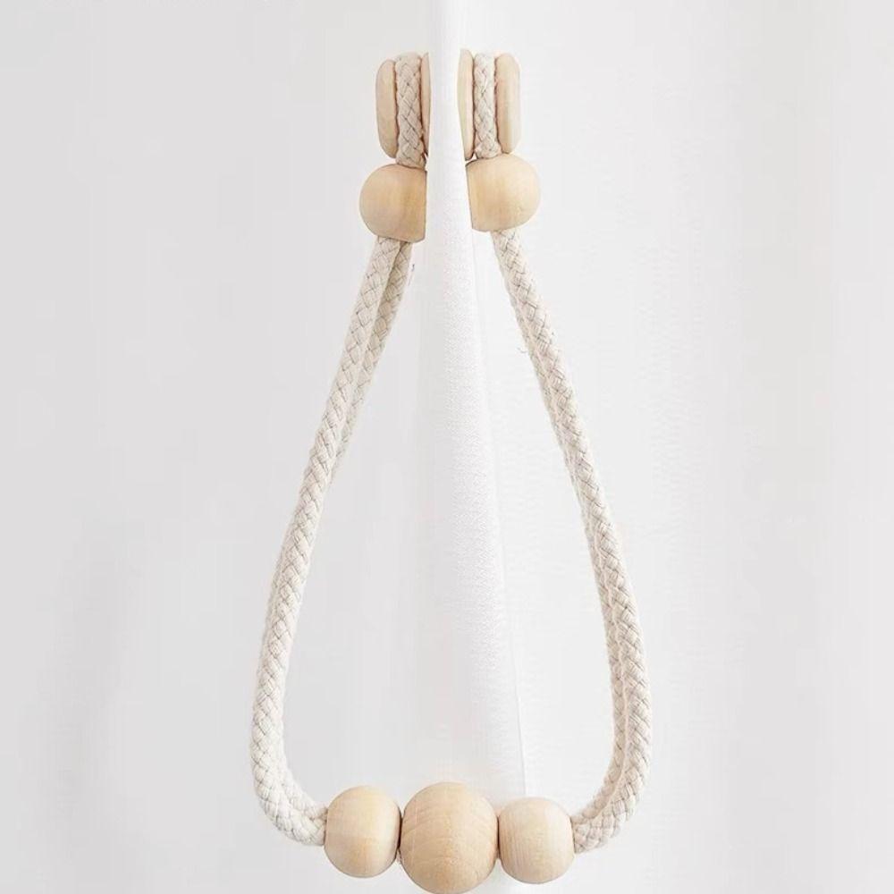 2Pcs Creative Magnetic Curtain Binding Strap Solid Wood Decorative Curtain Tiebacks Woven Curtain Clasp Home Decoration