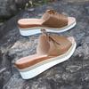 Fashion Pu Leather Women's Wedge Sandals Summer 2025 Bowknot Open Toe Plus Size Rome Sandals Woman Comfortable Lightweight Beach Sandles