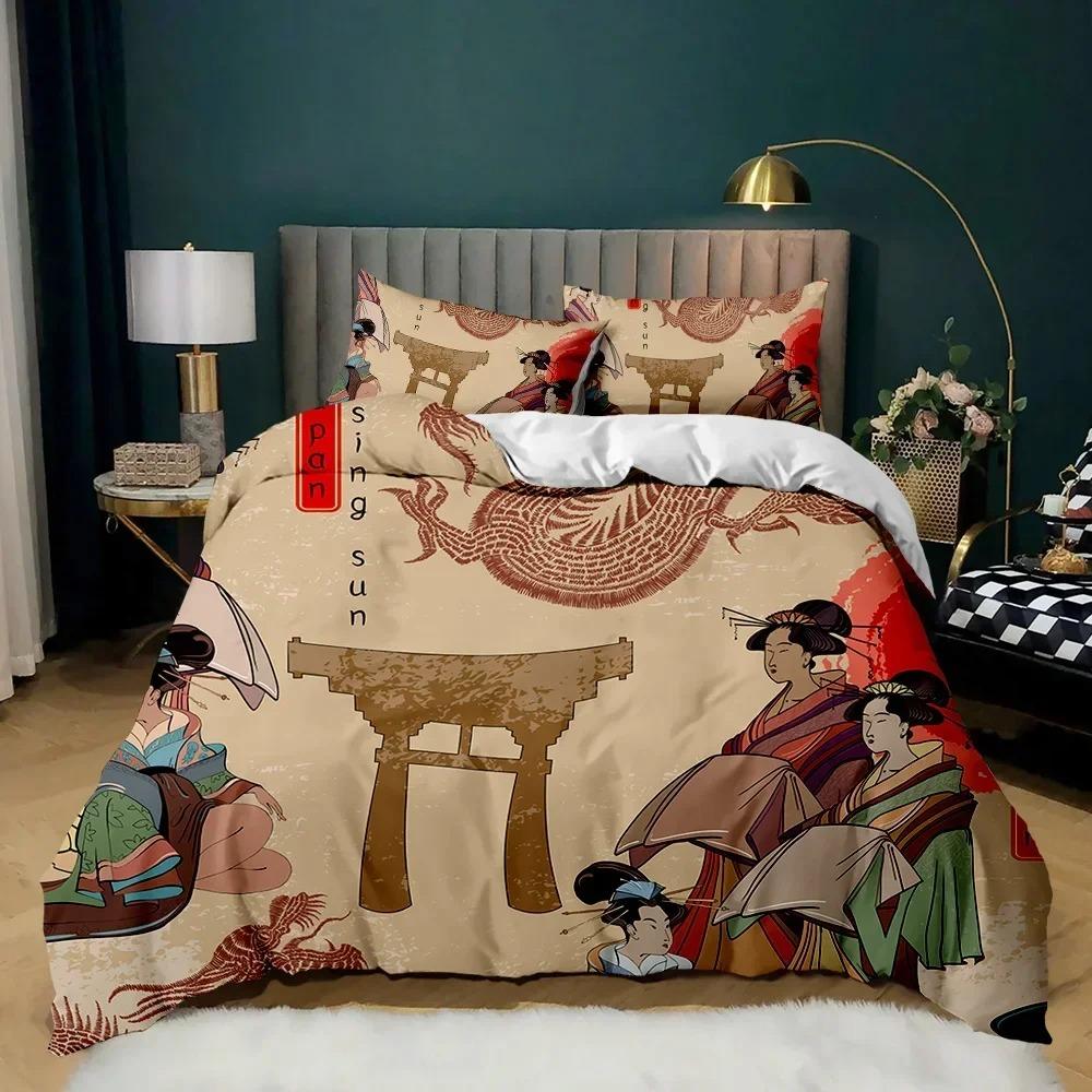 

Comforter Japanese Element Geisha Japanese Culture Theme Twin Bedding Set Double Queen King Size Polyester Qulit Comforter (quilt)-EU Single(135*200cm)3pcs