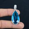Natürlicher facettierter blauer Topas-Edelstein-Anhänger, 925 Sterling Silber, Anhänger-Schmuck, handgefertigter Silber-Anhänger-Schmuck als Geschenk, Ostergeschenk