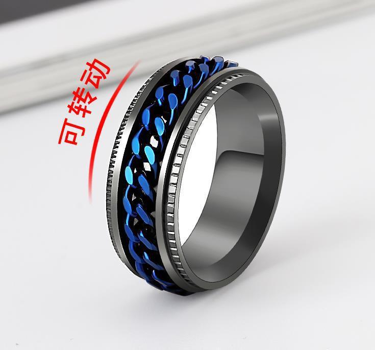 Trendy Rotatable Titanium Steel Chain Ring - Fashion Hip-Hop Couple Jewelry