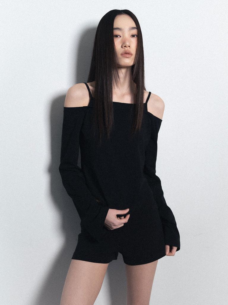 Visus Fold Over Shorts_Black