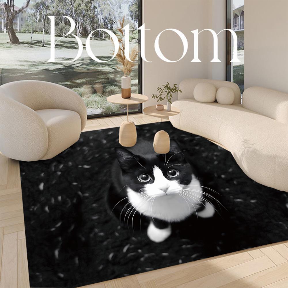 Black and White Cat Carpet Soft Non-Slip Living Room Bedroom Floor Mat Large Area Rug Easy To Clean 3D Carpets Home Decoration