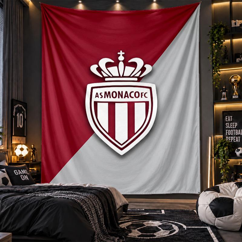 Wall Hanging Tapestry Monaco FC Print Cloth for Living Room Bedroom Home Decor