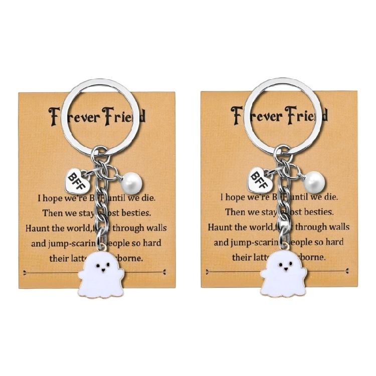 Spooky Wraith Key Ring Halloween Stocking Stuffer for Women Girls Teens Cute Boo Basket Gift for Friend With Gift Card