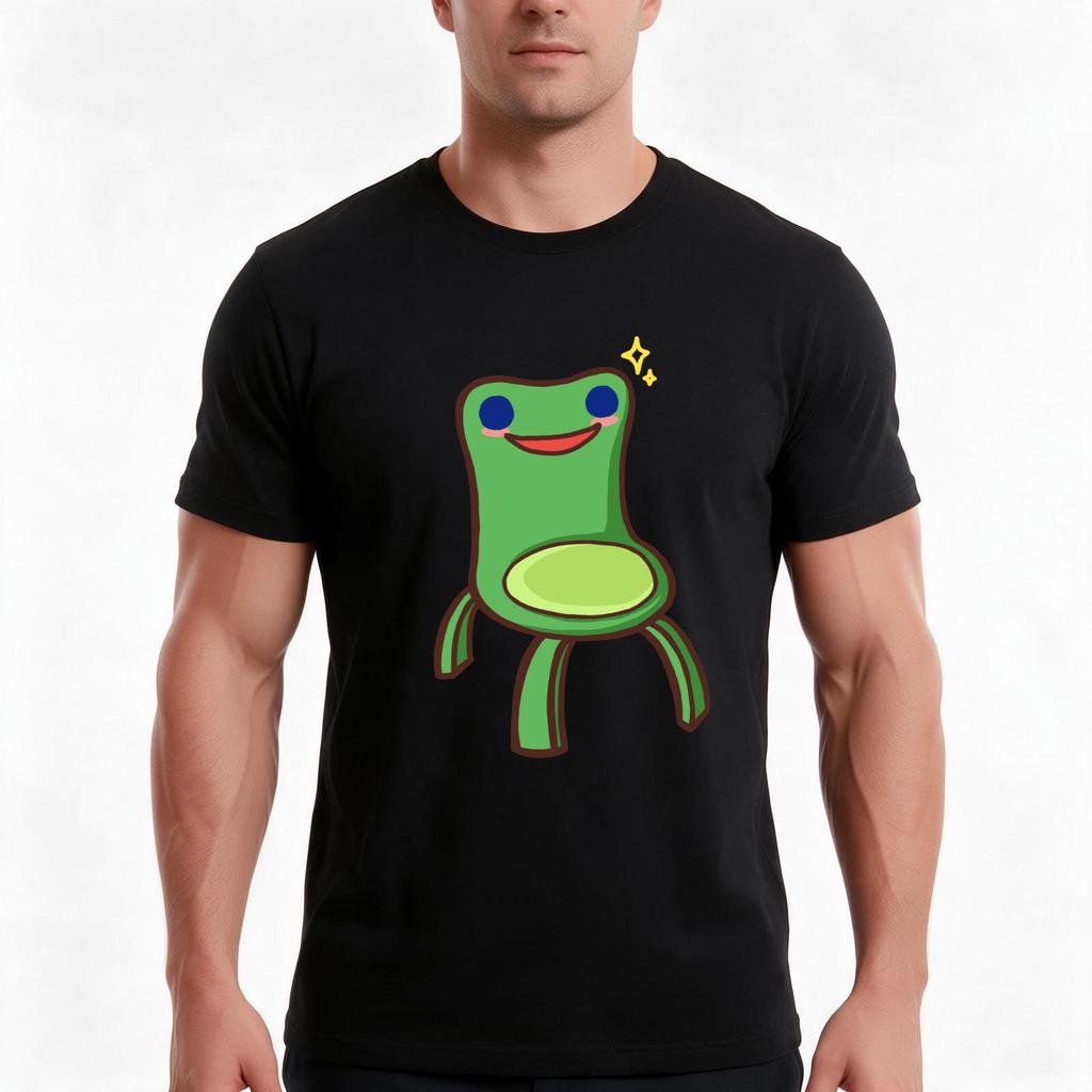 Froggy Chair Tshirt Summer Casual Cotton Tee Oversized Streetwear Tops Vintage Graphic Print Loose Fit Short Sleeve