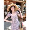 French 2026 floral lotus leaf floral dress sweet summer new temperament vacation skirt long dress