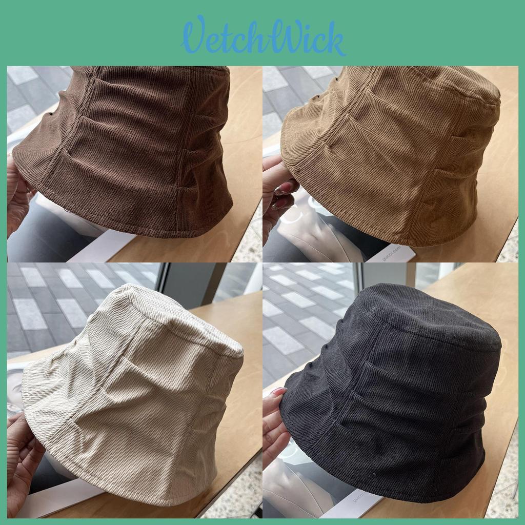 Vintage Corduroy Fisherman Hat With Wrinkled Design For Casual Spring And Fall Wear