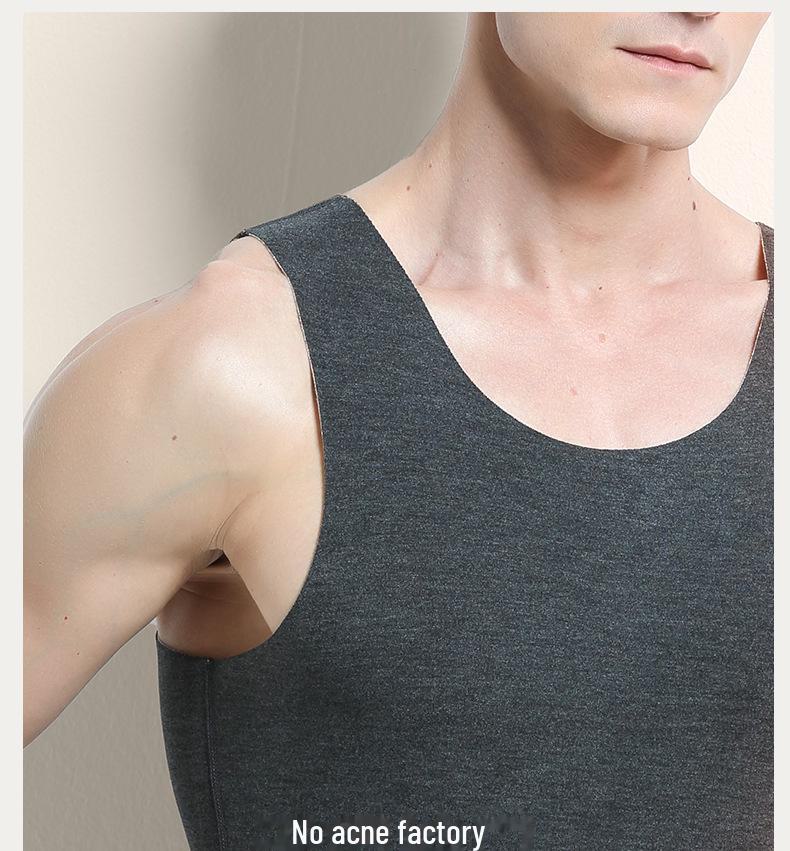 Men's Silk Wool Seamless Thermal Vest - Thickened Velvet, Sleeveless, Autumn/Winter Wear