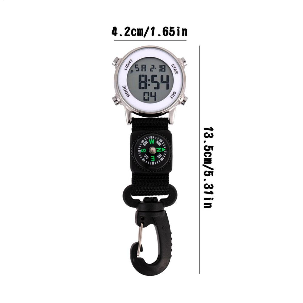 Запись времени Легкий зажим-карабин Карманные часы для скалолазания для повседневной жизни Компас Светодиодные часы Уличные модные аксессуары