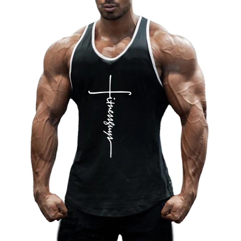 Muscleguys Running Vests Cotton Sports Tank Top Men Gym Sleeveless Shirts Fitness Mens Muscle Bodybuilding Clothing Workout Singlets