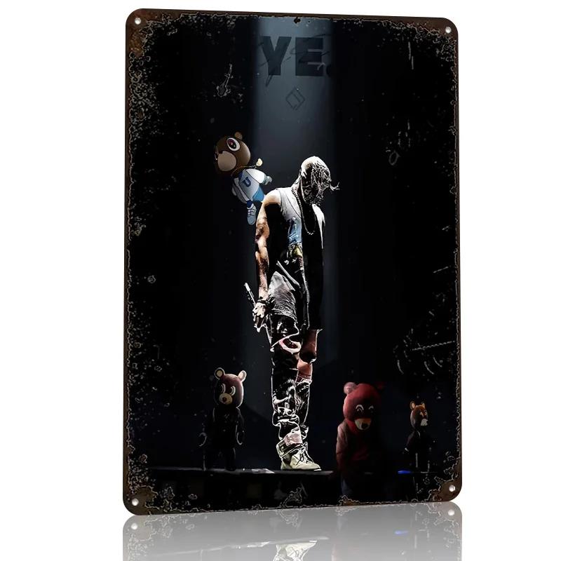 Kanye West Concert Poster Retro D Printed Metal Signs Customized Wall Hanging Gift for Gaming Decoration Room Art of Murals