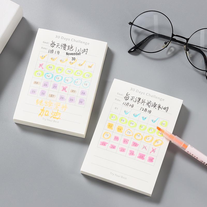 Mini Portable 30-Day Self-Discipline Punch Card Planner & Notepad