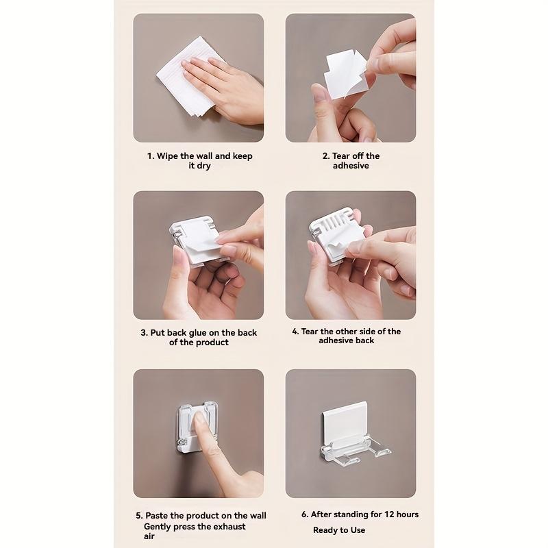 Foldable Wall-Mounted Hook Hooks - No Drill, Easy Install, Durable Plastic, Ideal for Shaving and Grooming Tools, Utility Hooks