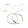 Les Trésors De Lily [L6069] - 3 Pairs of Silver 'Choréographie' Hoop Earrings Ø 6 Cm