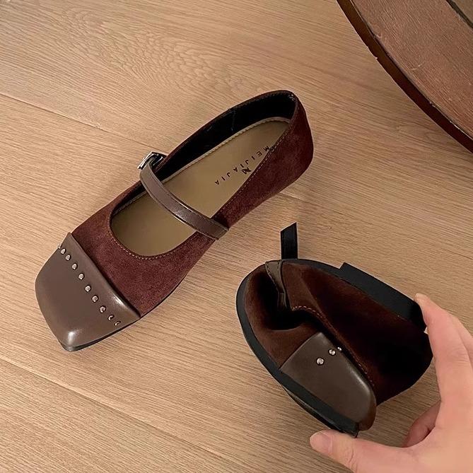 Fashion temperament retro ballet style flat bottom shallow mouth single shoes women's 2025 new spring and autumn soft sole Mary Jane small leather sho