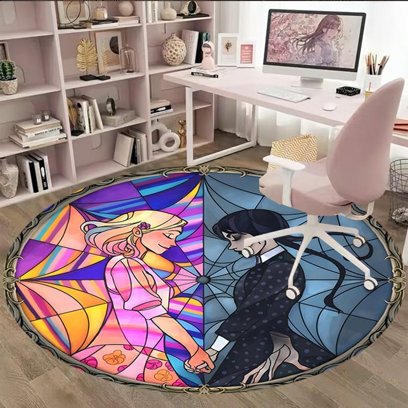 1pc Addams Family Wednesday7 Print Round Carpet Chair Round Carpet Suitable for Bedroom Living Room Home Decorative Carpet