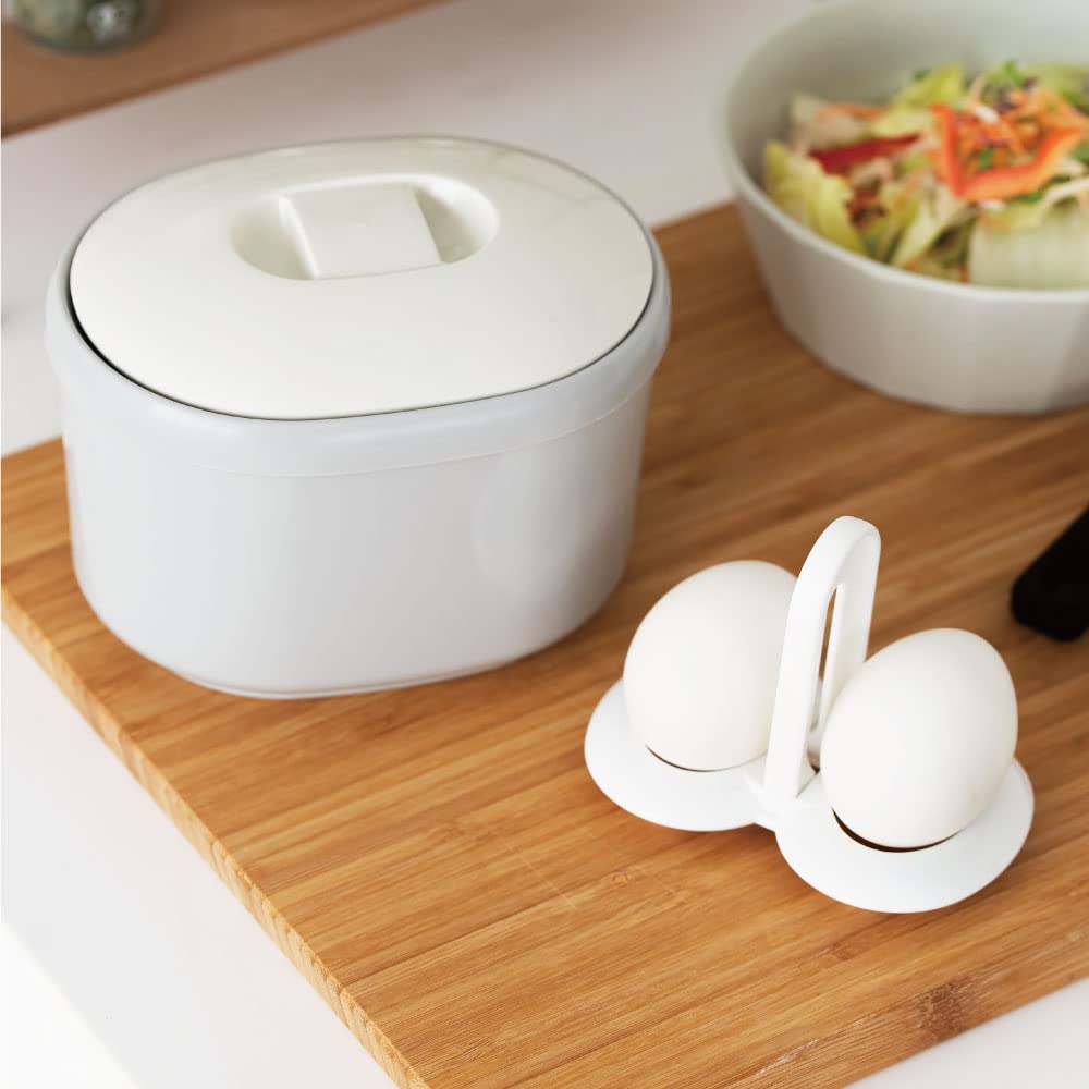 &NE Cozedor de Ovos nikii Branco 2 Peças Largura 14.8cm x Profundidade 11.5cm x Altura 10.5cmOvo Cozido Ovo Onsen Antibacteriano Sem Eletricidade