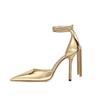 Fashion Brand Walk Show Gold Tassel Hanging Ear Sandals Ankle Strap Fashion Black Single Shoes Elegant Wedding Banquet Women's Shoes 43
