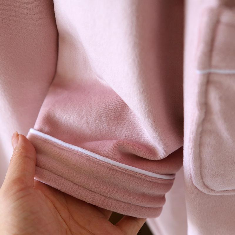 Women's Winter Fleece Pajama Set - Warm Cardigan, Long Sleeves, Side Pockets, Can Be Worn Outside in Spring and Autumn