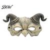 Horned Demon Mask Halloween Ram Horn Mask, Horror Devil Half Face Gothic Lightweight Masquerade for Cosplay Costume Party Half-face