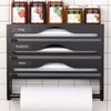 Wall-mounted Bamboo Paper Roll Dispenser with a Paper Towel Holder - 2/3 Section Kitchen Storage Box