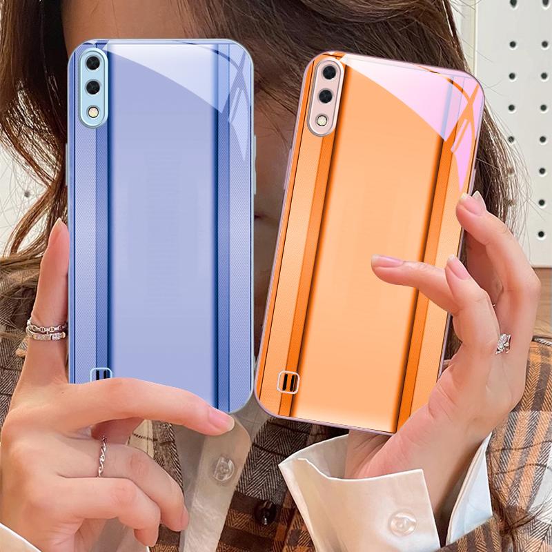 Golden Orange Border For Samsung M02 12 Note 8 9 10 20 A 01 A02 A03 Core 04 05 06 10 12 13 14 15 A16 Glass Ultra Phone Case