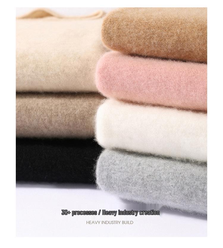 Women's High Neck Loose Fit 100% Pure Cashmere Sweater - Warm Knit Pullover
