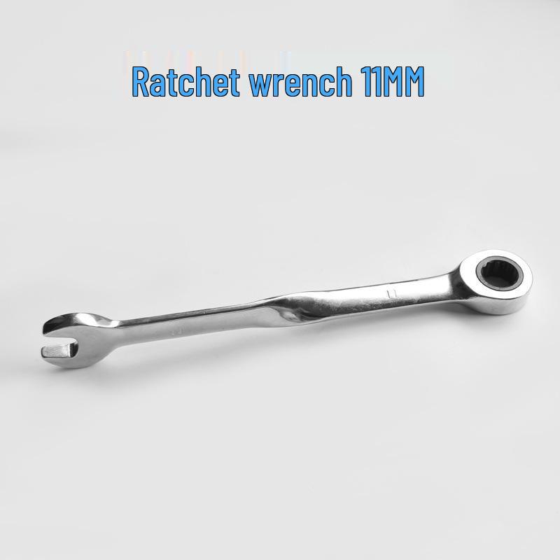 X Pattern Quick Ratchet Wrench: Labor-Saving, Angled Handle, Double-Head Design with Flower Head and Open-End Features