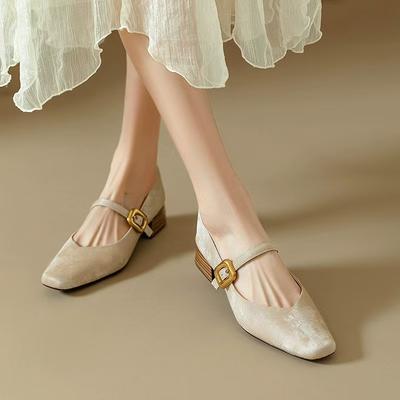 Fashion 2025 New Casual and Comfortable Spring Autumn Women Pumps Leather Shoes for Women Chunky Low Heel Shoes Concise Mary Jane Shoes