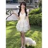Academy Style Sweet and Fresh Small Flying Sleeve Dress Female Student Summer New Waist First Love Floral Dress