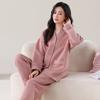 Pajamas Women'S Autumn And Winter Thickened Pure Cotton Long-Sleeved Sandwich Air Cotton Large-Size Warm Loungewear Set