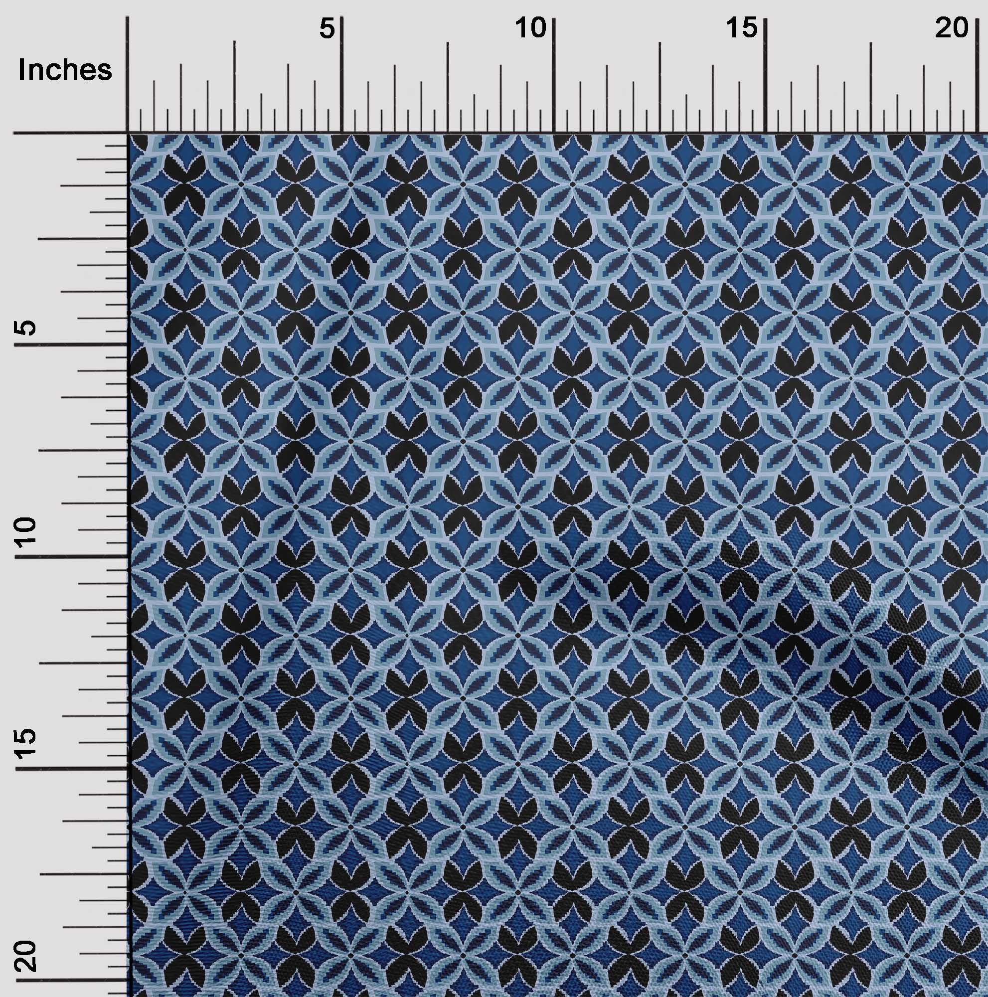 

oneOone Cotton Flex Fabric Floral Flame Stitch Print Fabric By Yard 40 Inch 42 Inch - Viscose Chiffon сталлю синього кольору
