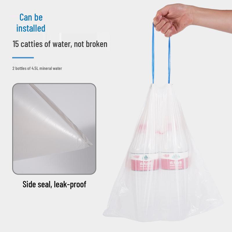 Large Thickened Drawstring Trash Bags - Tear-Resistant for Kitchen, Bathroom, and Household Use