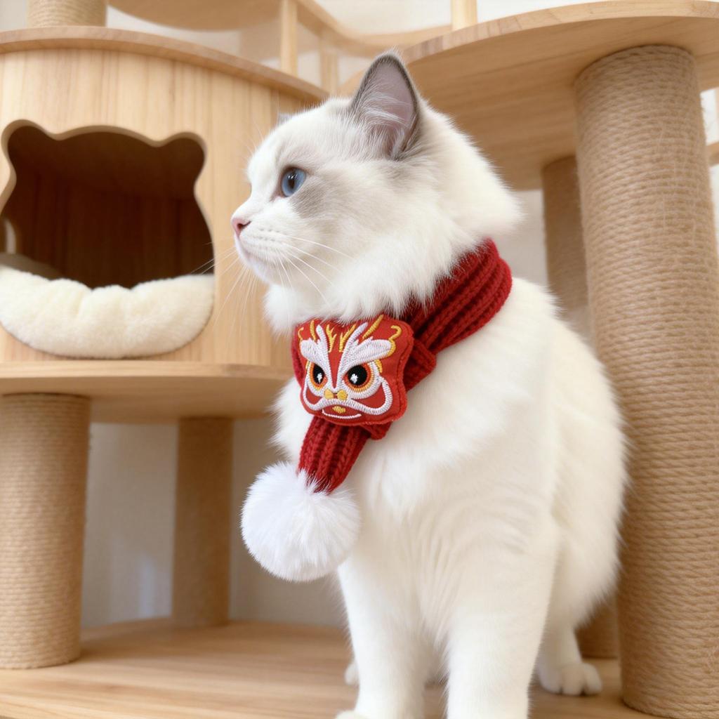 New Year Festive Pet Scarf: Dog Costume & Kitten Collar Neck Warmer