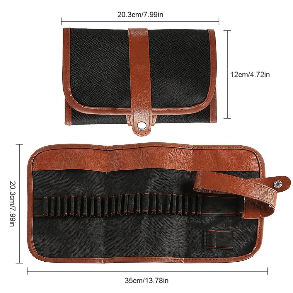 New 25 Holes Nail Art Tool Storage Large Capacity Leather Canvas Light Pen Storage Foldable Pencil Case