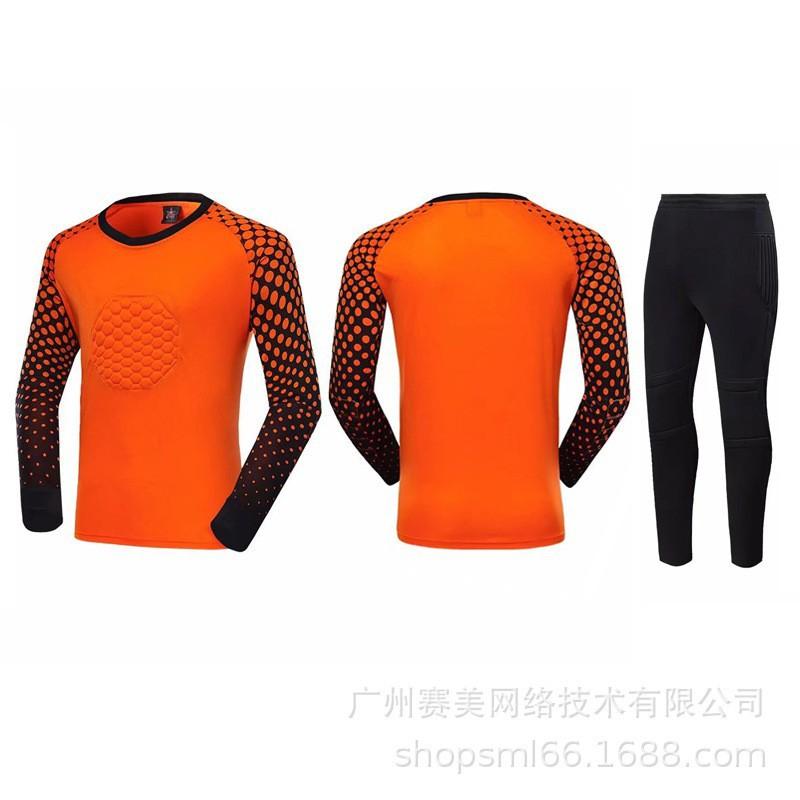 Football Goalkeeper Uniform Set Adult Children Long-sleeved Sponge Pads Match Training Jersey