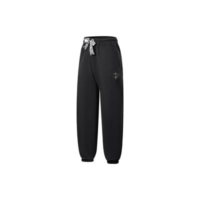 Li Ning X Cyril Artist Collaboration Series Einfarbige Mid-Waist Fleece Bündchen Stricksporthose Herrenhose Schwarz AKLTB33-1