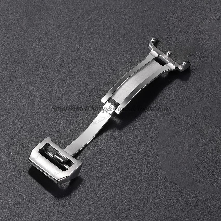 Hebilla de Reloj de 18 mm para IWC Pilot Mark Portuguese Acero Inoxidable Hebilla Plegable Banda de Caucho Nylon Cuero Botón de Hebilla Desplegable