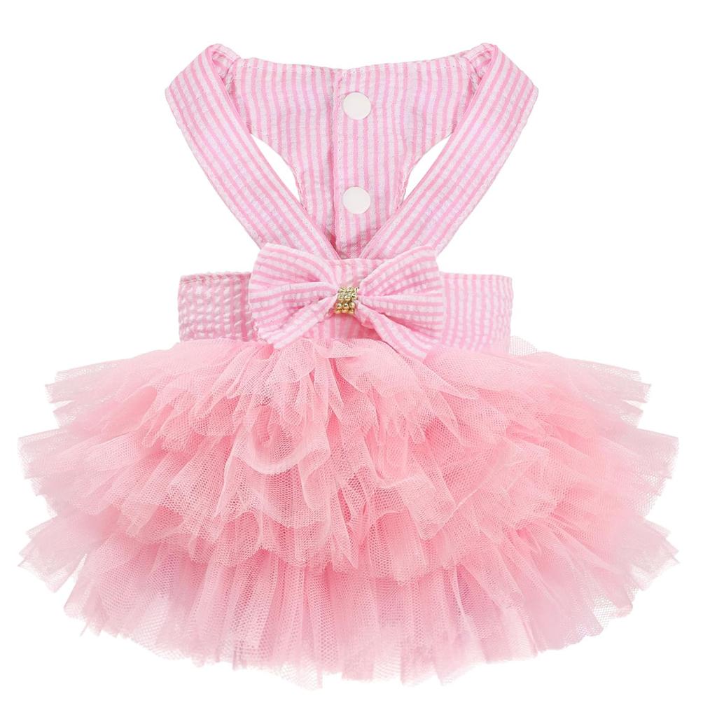 Hundekleid mit Rüschenrock und dekorativer Schleife für kleine Haustiere Bequemer weicher Stoff Ärmelloses Design Geeignet für den täglichen Gebrauch und besondere Anlässe