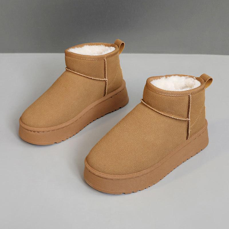 

BML6899 new winter women s shoes casual solid color thick-soled heightening thermal cotton shoes snow boots 35 верблюд