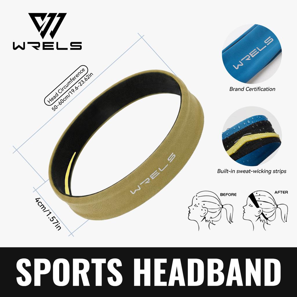 WRELS Sports Headband Anti Slip Running Yoga Fitness Hair Band Sweat Absorbing Moisture-wicking Breathable Elastic Hair Bands