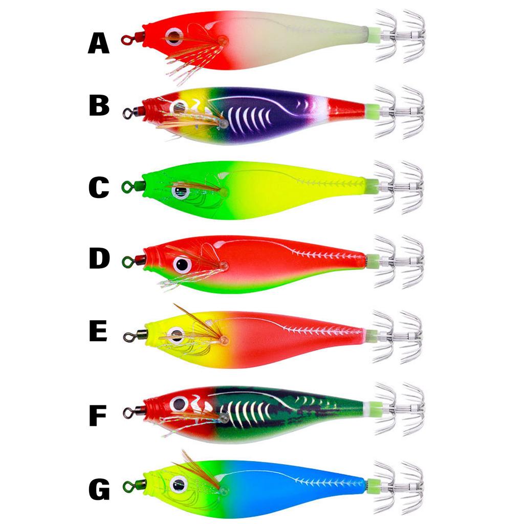 95mm Luminous Squid Hook Baits Fishing Lures Artificial Squid Hook Jigs Octopus Squid Shrimp Fishing Glow Shrimp Lures