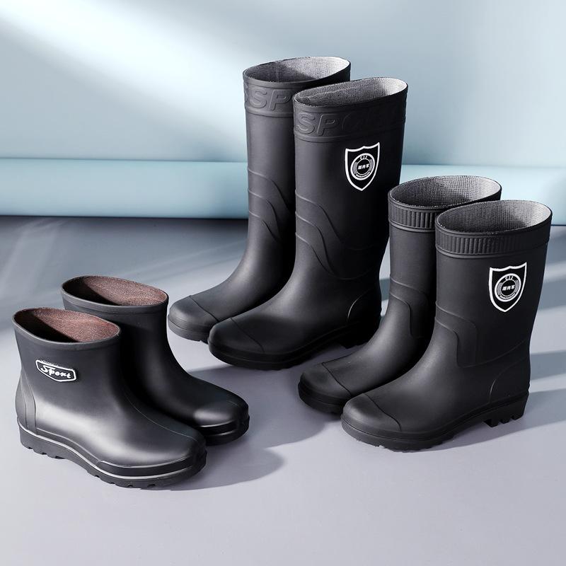 Rain shoes men's non-slip velvet high tube medium tube short tube waterproof fishing shoes rain boots men's tendon soles