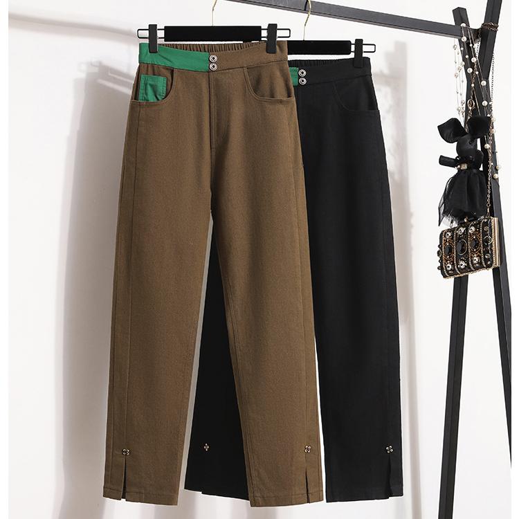 DIMANAF 2023 Plus Size Jar Dámske Elastické nohavice Patchwork Voľné Dámske nohavice Nohavice 5XL Čiernobiele