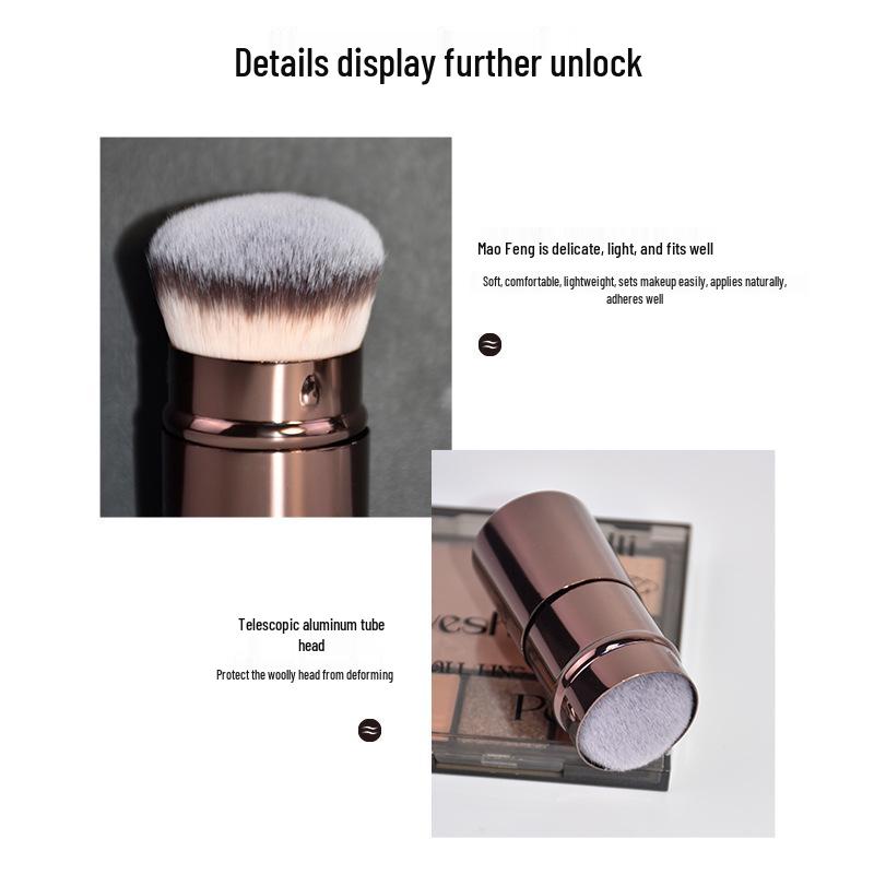 Retractable Dustproof Foundation Brush with Lid - Portable Blush & Makeup Tool for Seamless Application