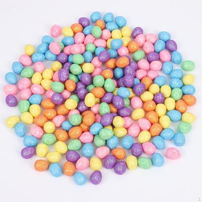 100x Mini Easter Eggs, Foam Artificial Bird Glitter Eggs for DIY Garland Home