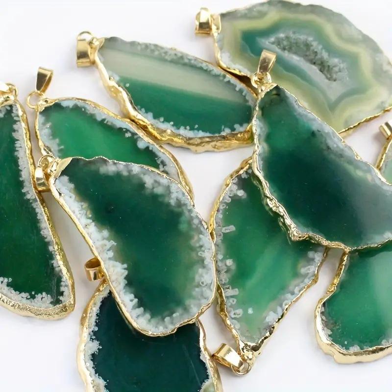 Natural agate piece, gold-plated pendant, irregular, agate raw stone necklace, pendant, colored natural stone, necklace, European and American